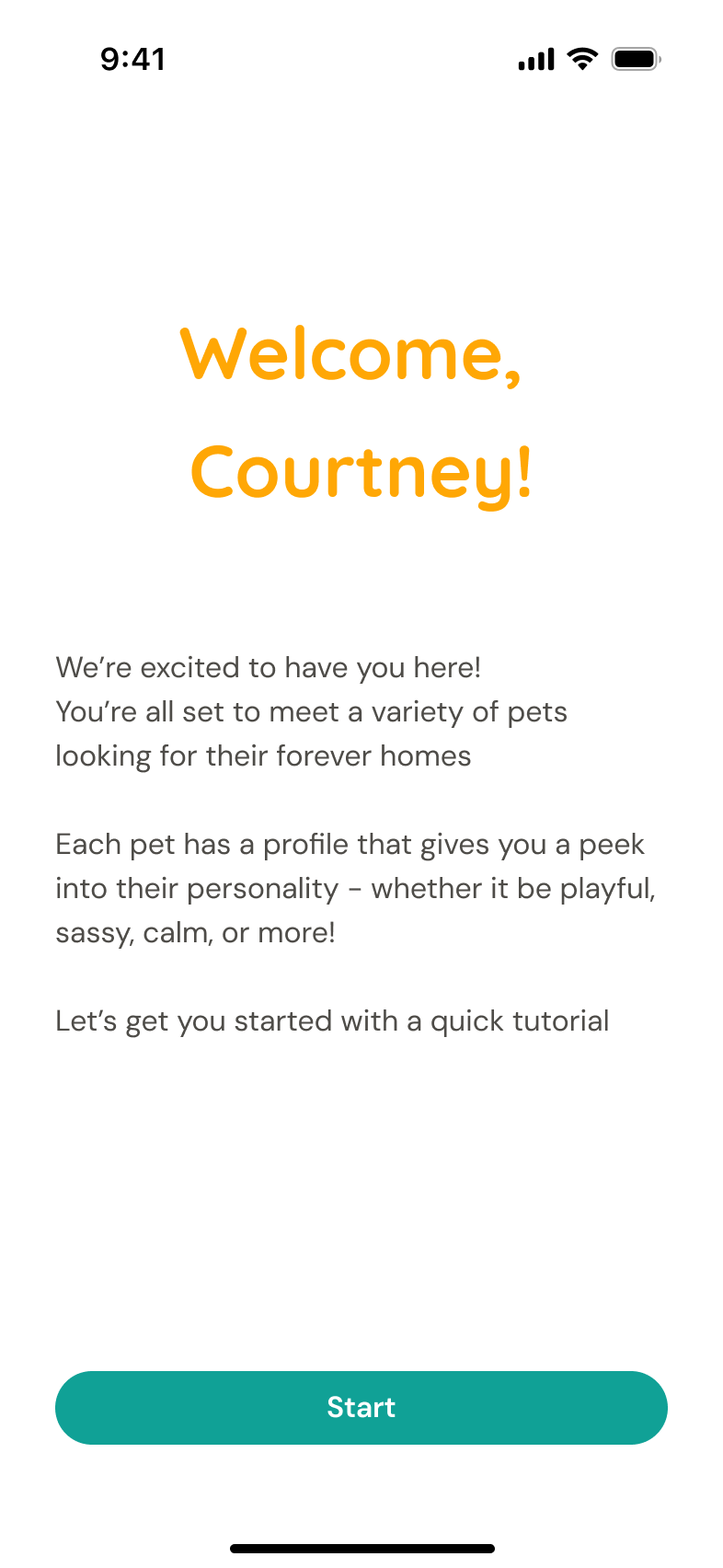 Screen welcoming users to the Snuggle tutorial and sample tutorial step